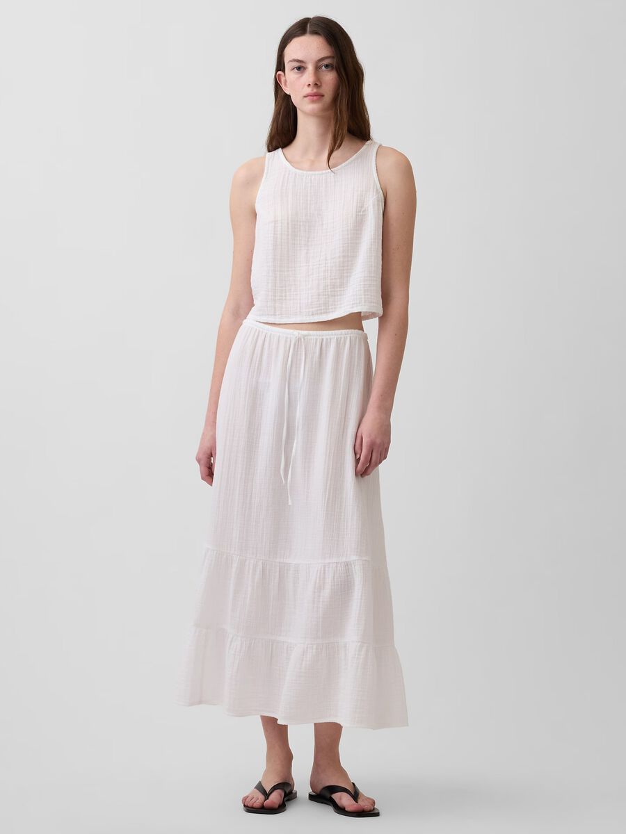 Long skirt in pure cotton_0