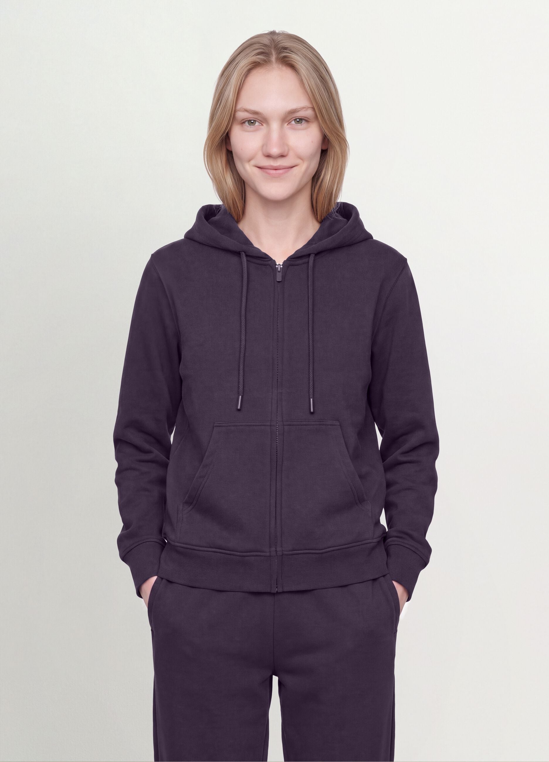 Purple cotton-blend regular-fit hoodie