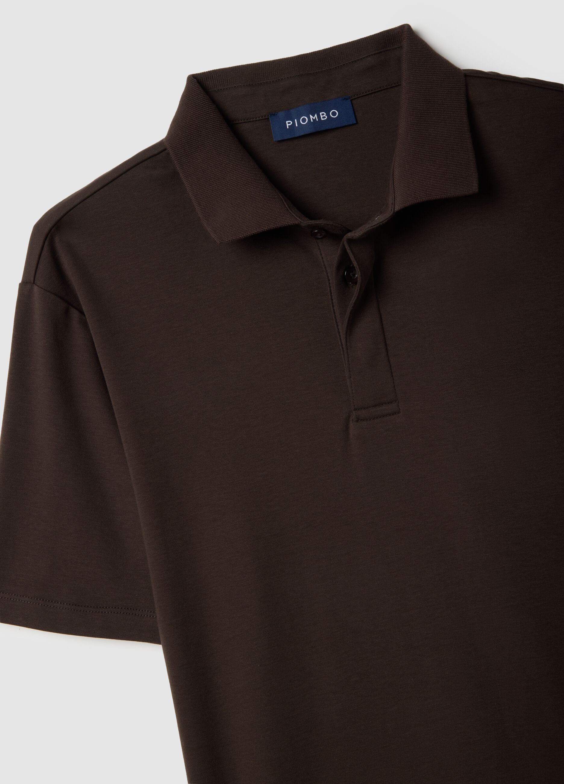 Brown mercerised pure cotton polo shirt, regular fit