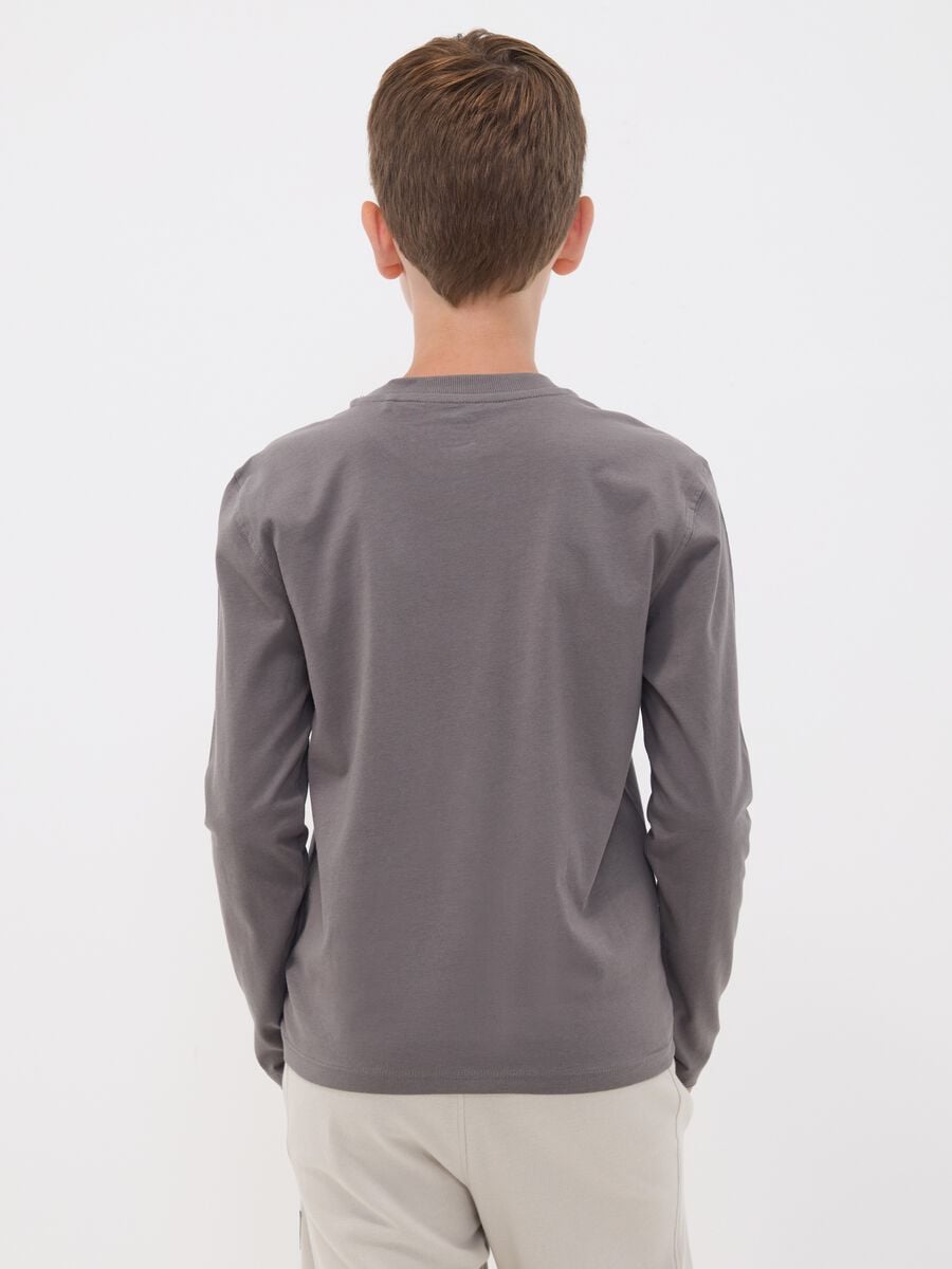 Grey pure organic cotton T-shirt with "Good Game" slogan for boys_2