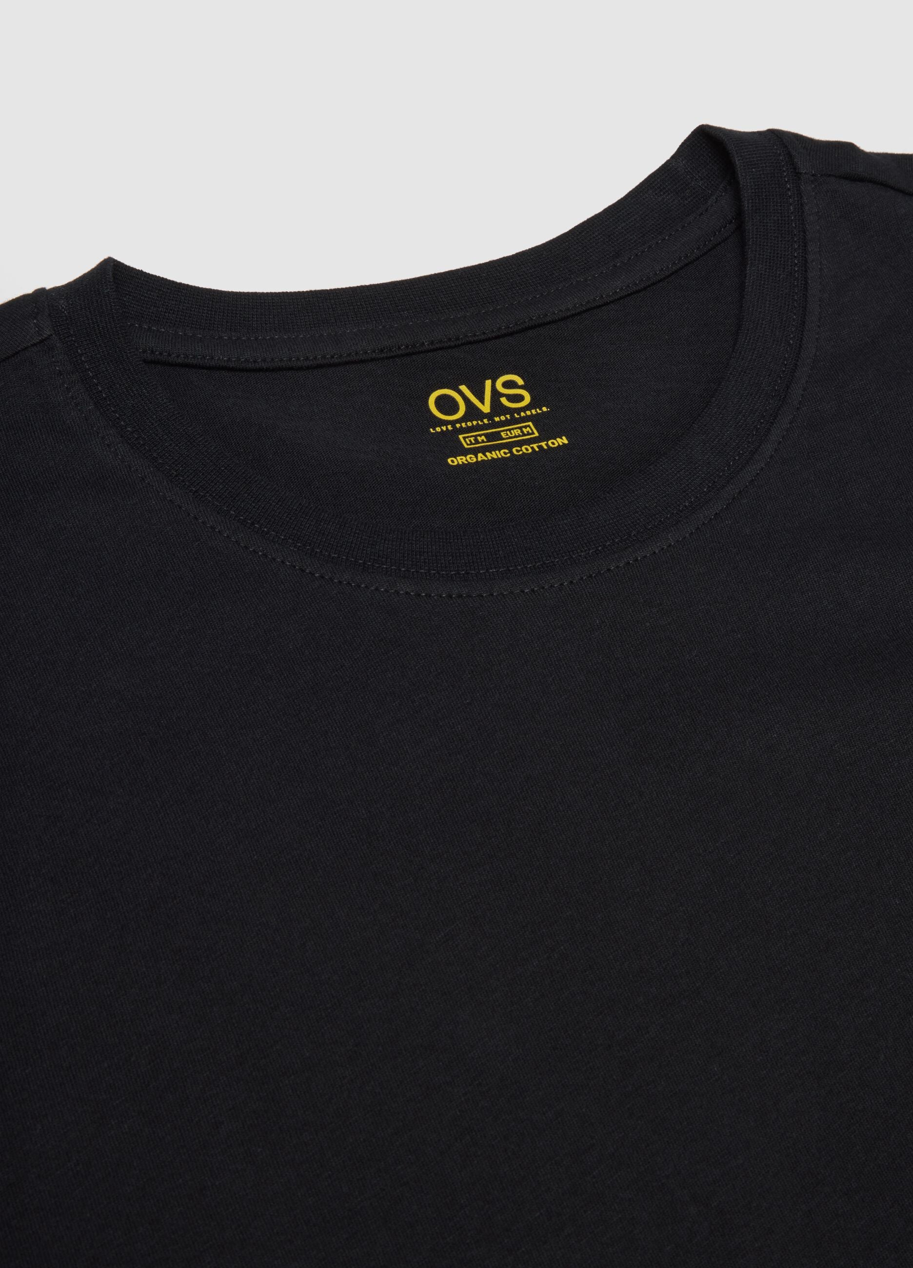 Pack of three black crew-neck cotton t-shirts in regular fit