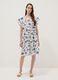 White pure cotton floral dress with ruffle sleeves_0