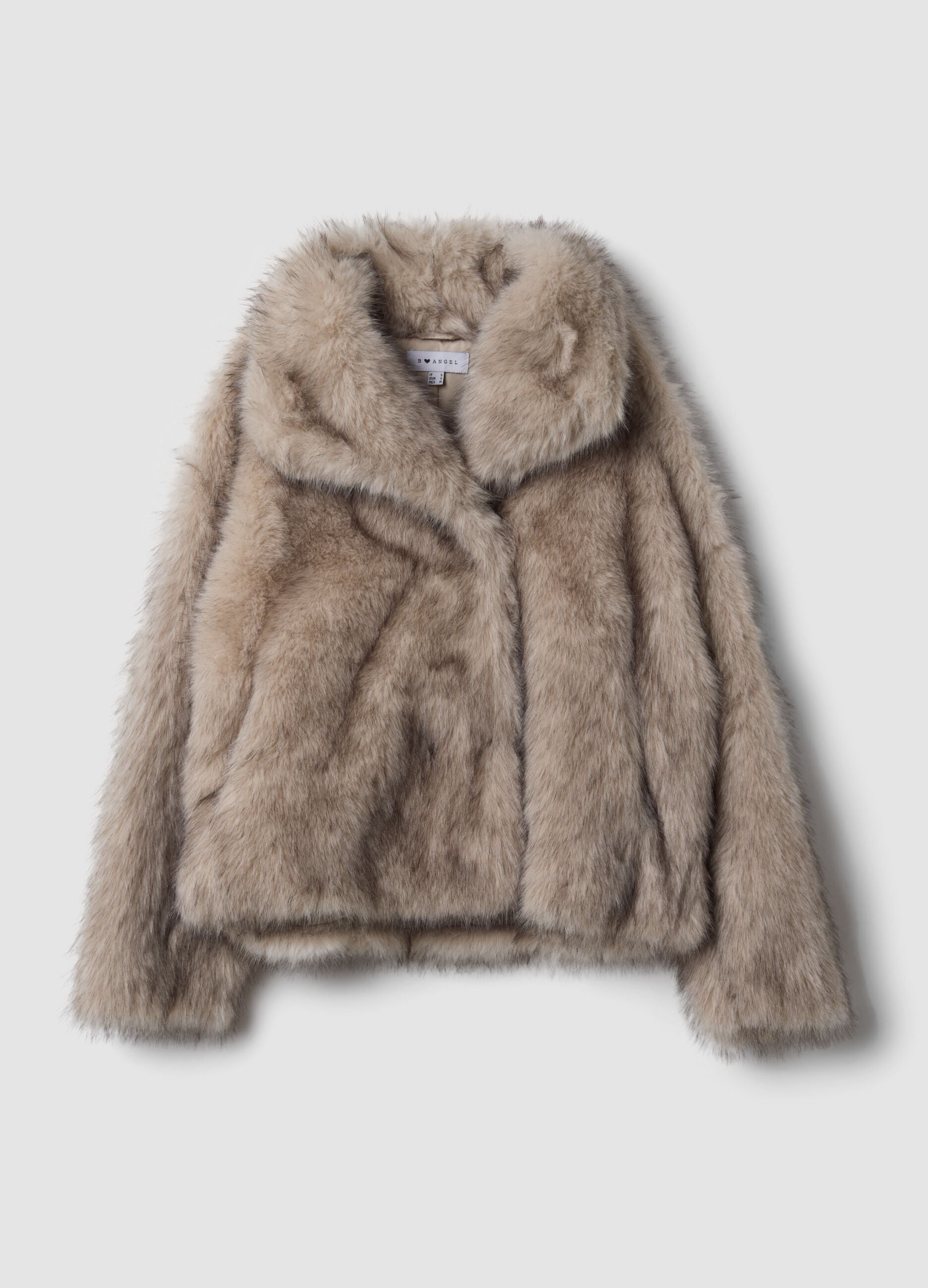Beige faux-fur effect jacket, regular fit