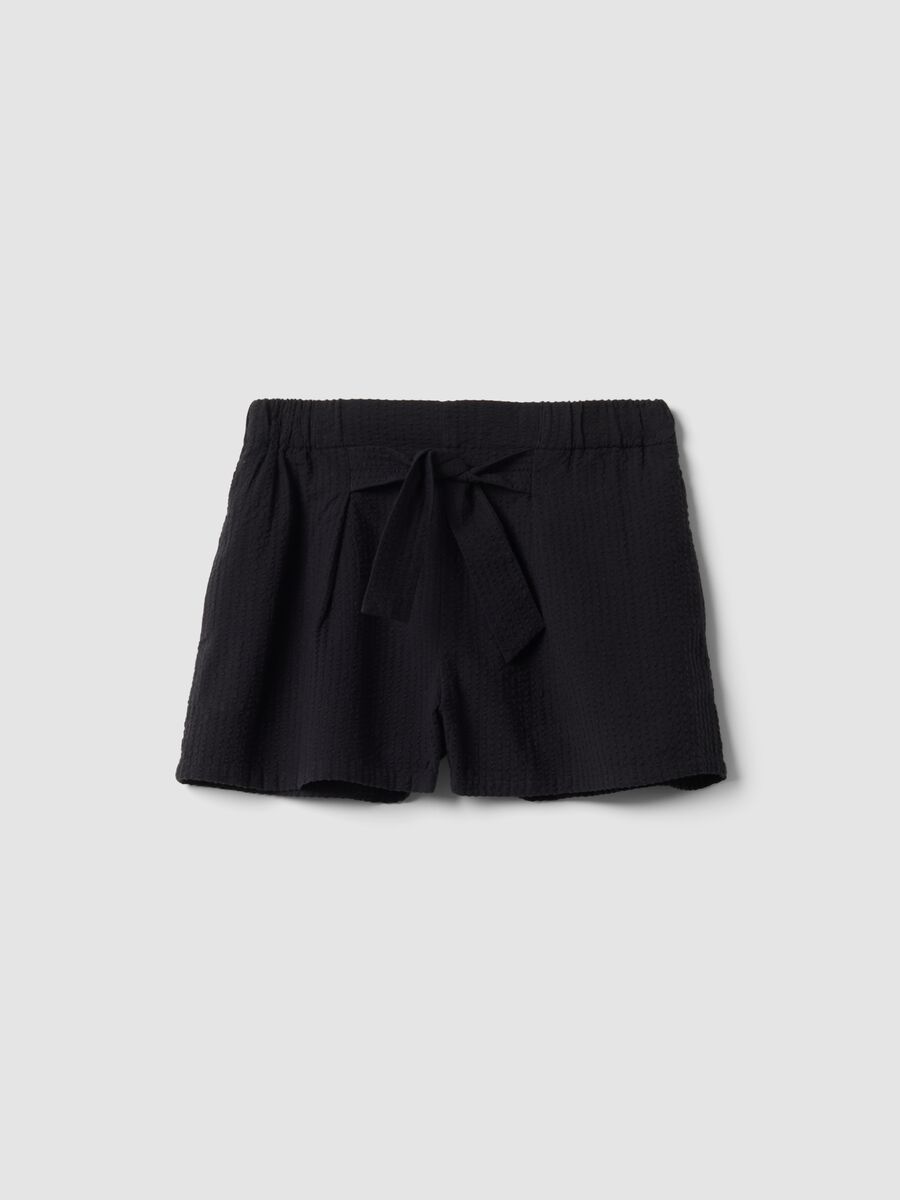 Black pure cotton shorts with elasticated waistband_3