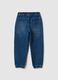 Blue cotton blend relaxed fit jogger jeans for children_1