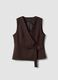 Brown stretch viscose waistcoat with belt_0
