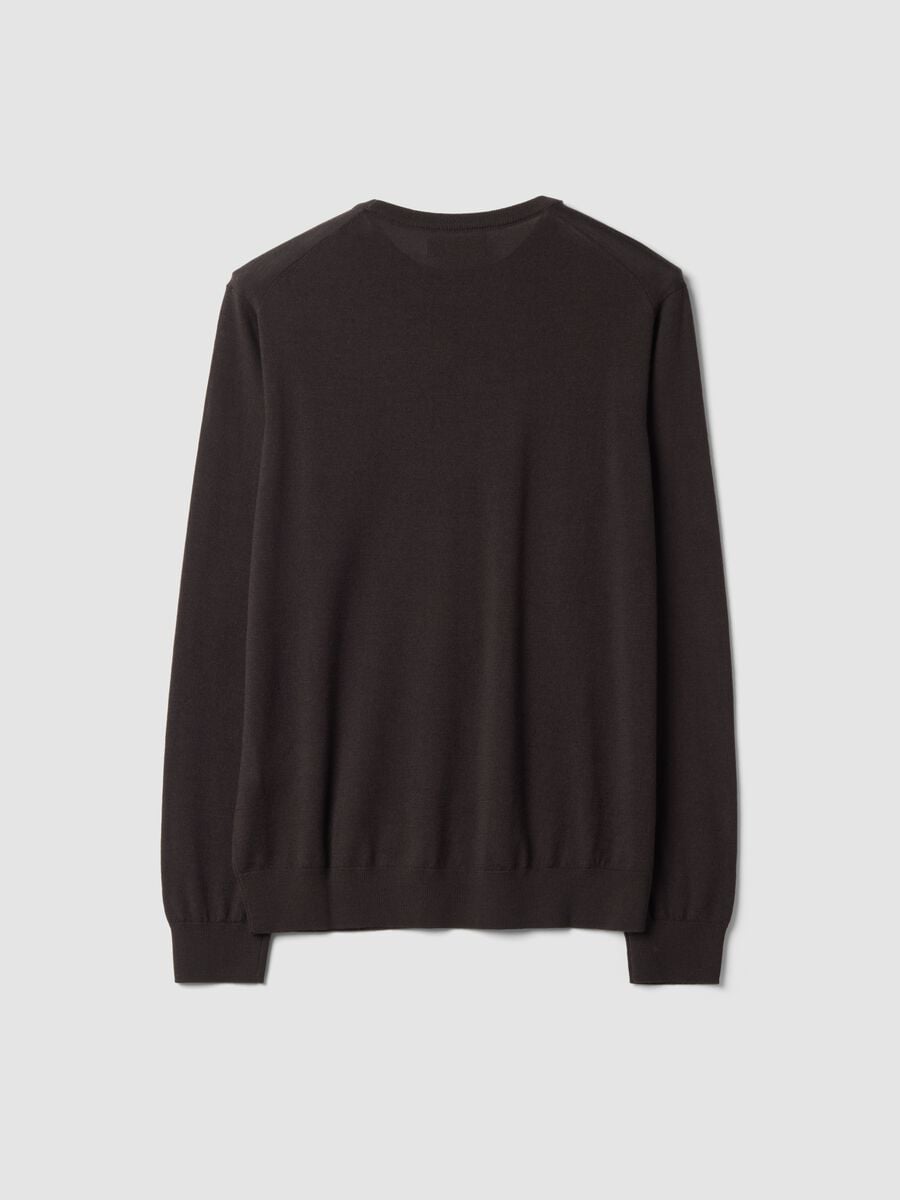 Brown pure merino wool crew-neck jumper, regular fit_2
