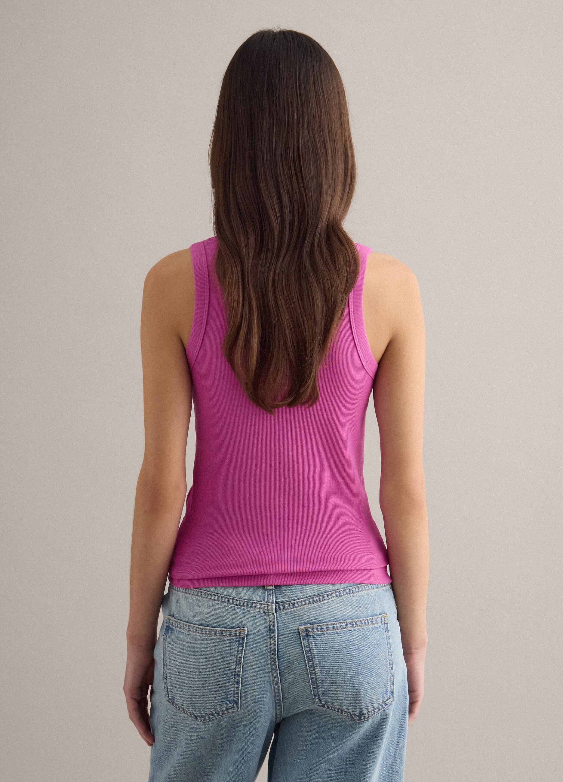 Tank top in cotone elasticizzato rosa regular fit