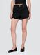 Black Denim Shorts with Frayed Hem_1