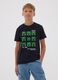Black pure cotton Minecraft print T-shirt for boys_0