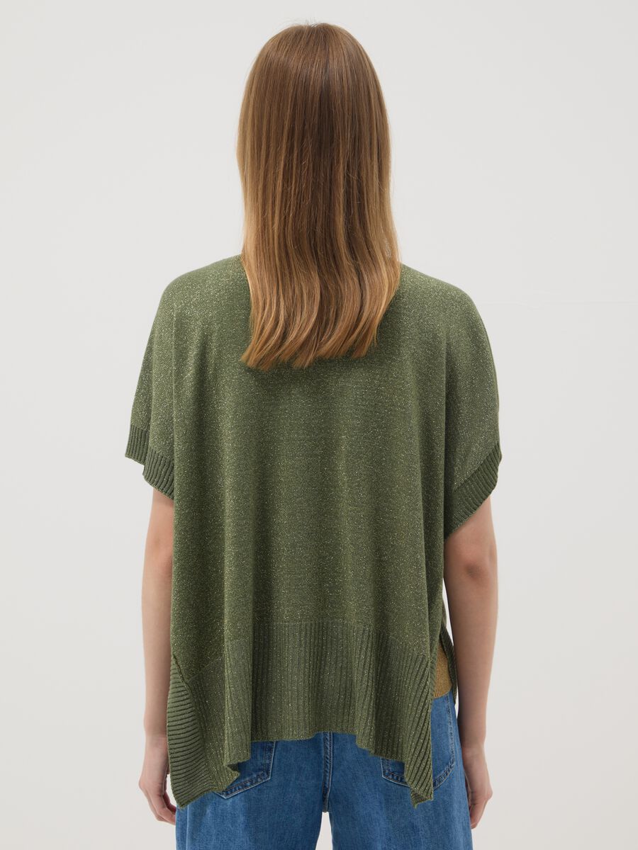Maglia verde in misto modal con scollo a V_3