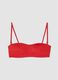 Red bandeau bikini top in stretch fabric_4