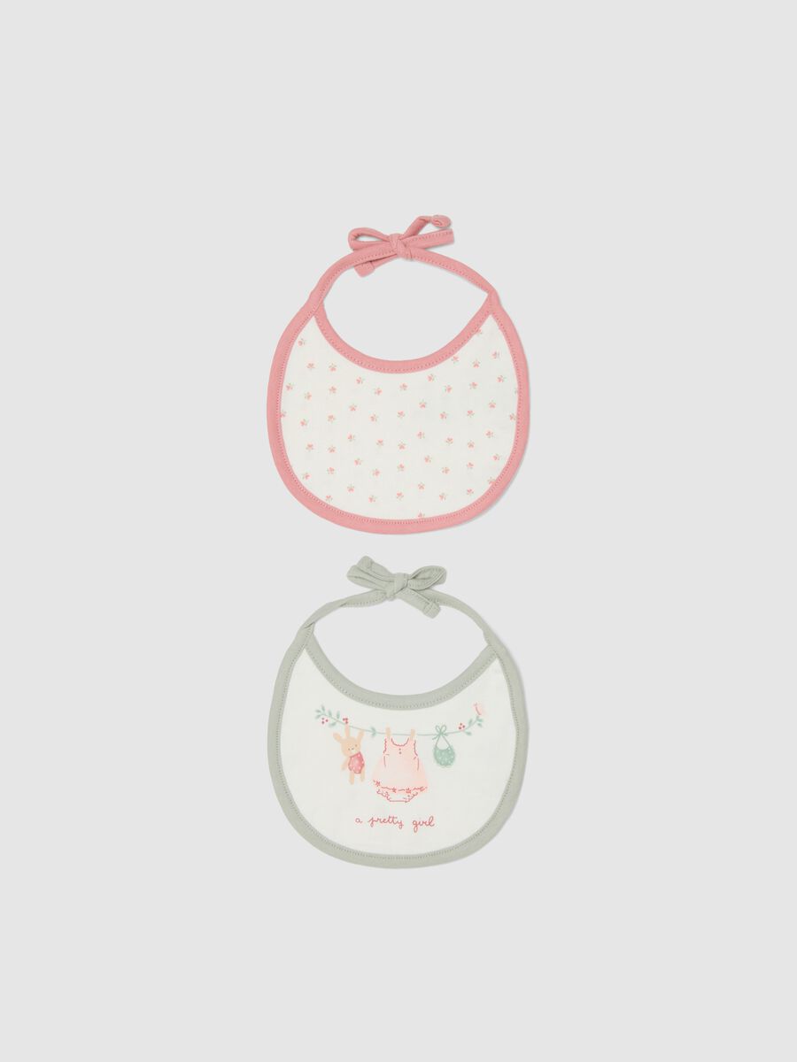 Pack of two newborn bibs in multicolour pure cotton with embroidery_0