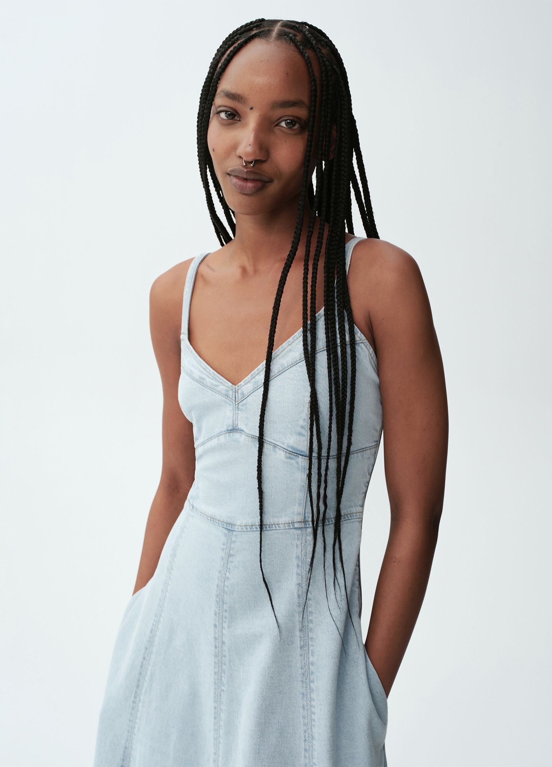 Midi Dress in Stretch Cotton