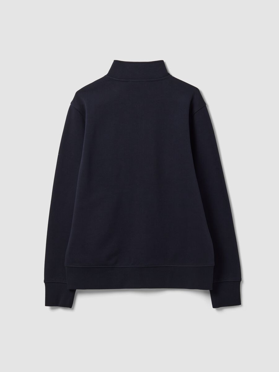 Blue cotton-blend sweatshirt with crew neck and zip, regular fit_2