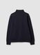 Felpa blu in misto cotone con girocollo e zip regular fit_2