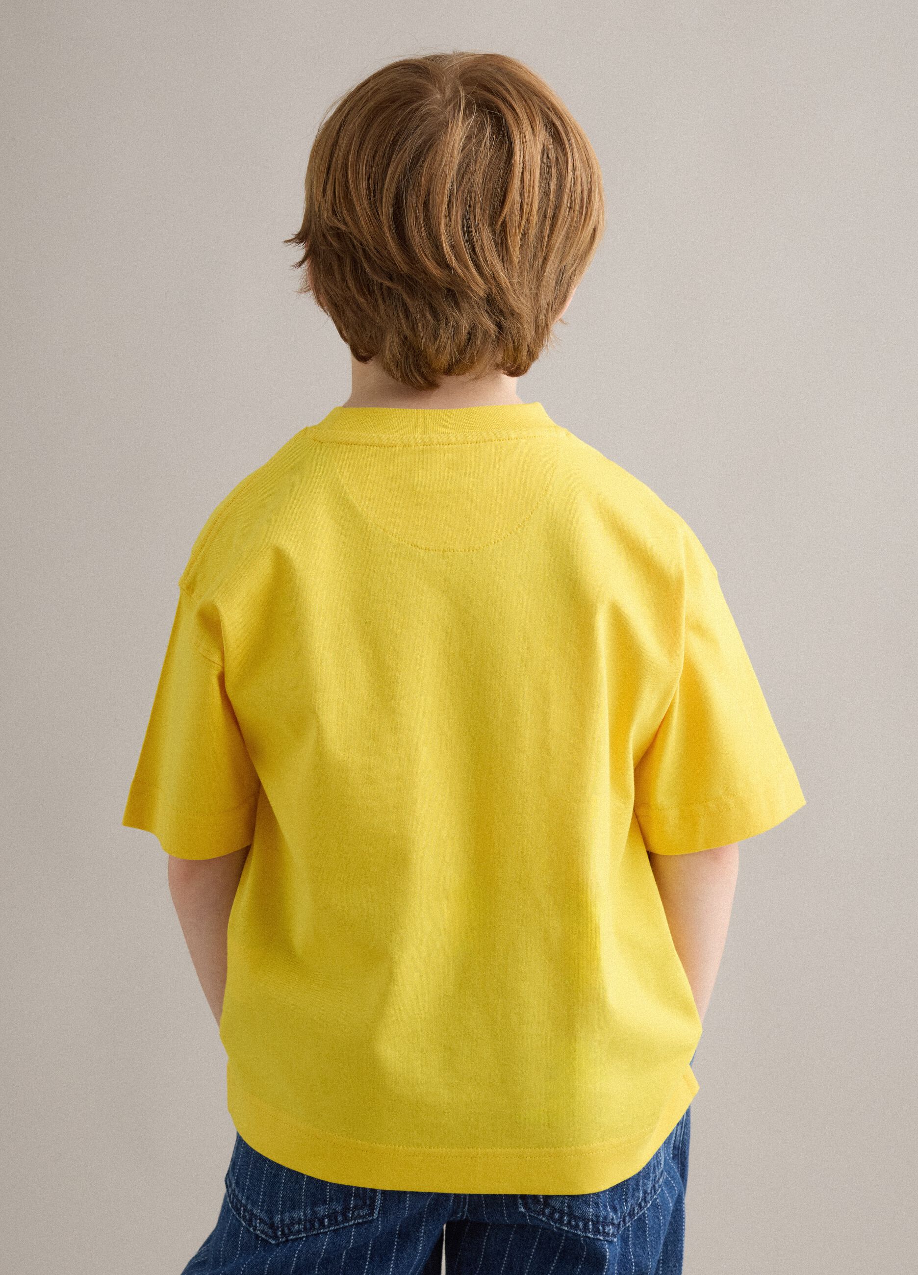 Kids' oversized fit yellow pure cotton t-shirt