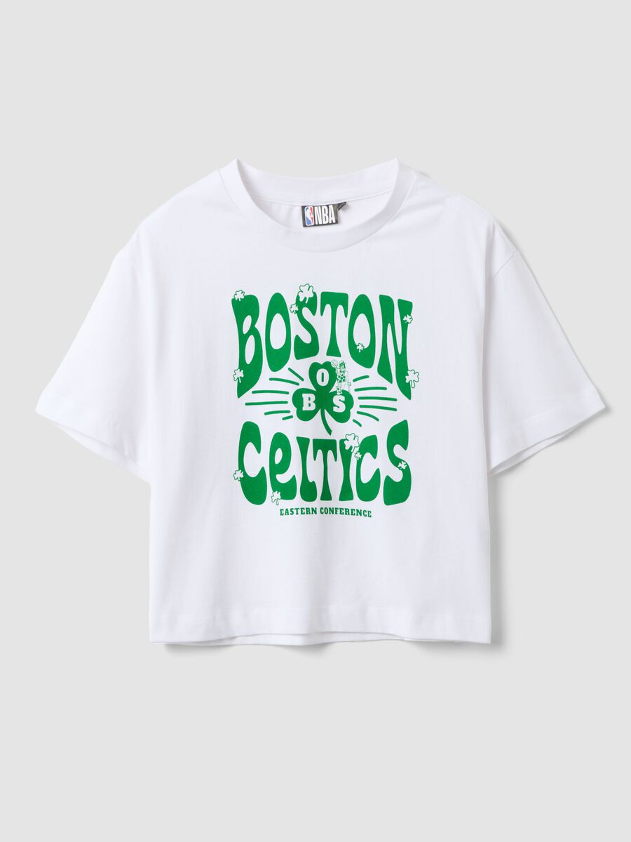 T-shirt in puro cotone bianca da ragazza relaxed fit Boston Celtics_3