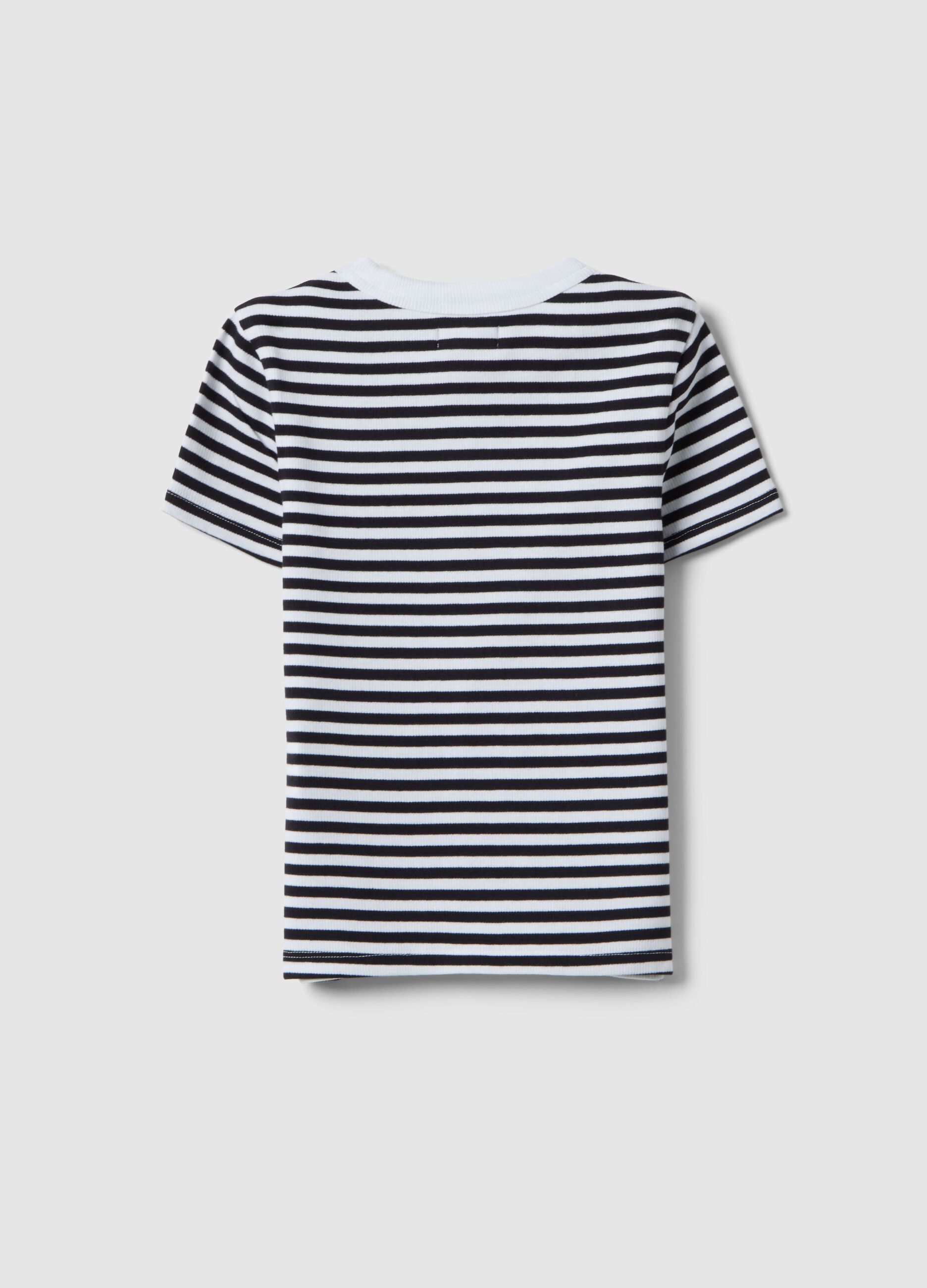 Slim fit multicolour striped stretch cotton girls' T-shirt