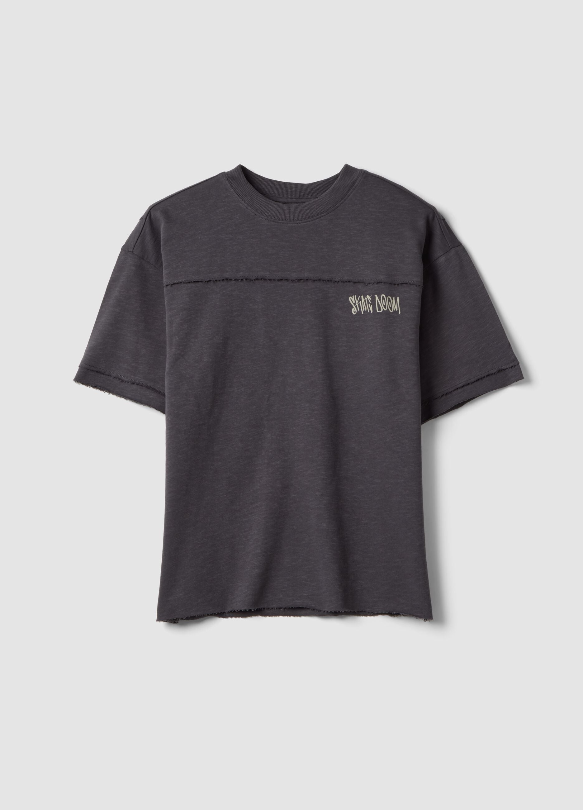 Grey pure cotton short-sleeve oversized T-shirt for boys