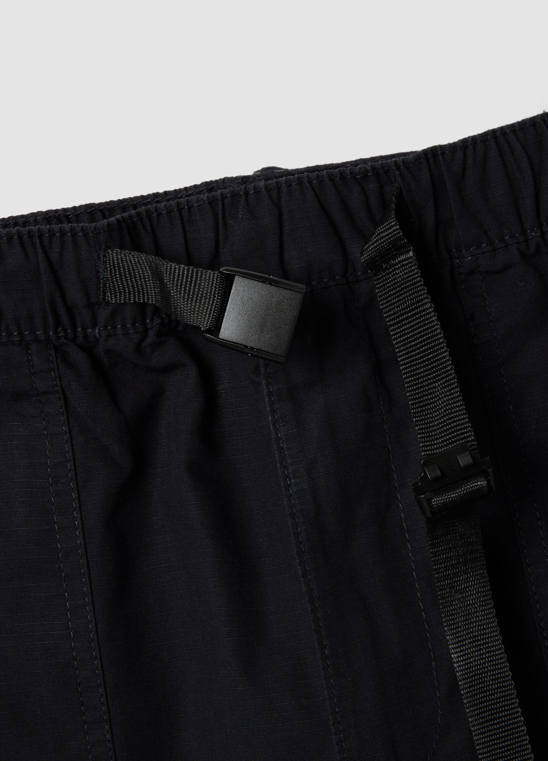 Blue pure cotton baggy-fit shorts with elasticated waistband