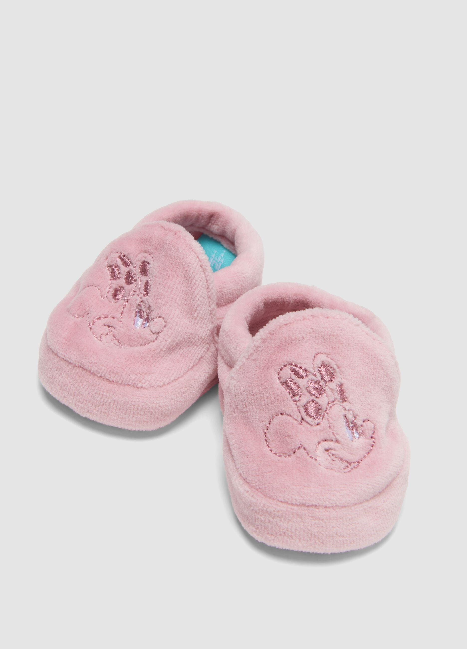 Pink baby girl set with hat, booties and Minnie embroidery