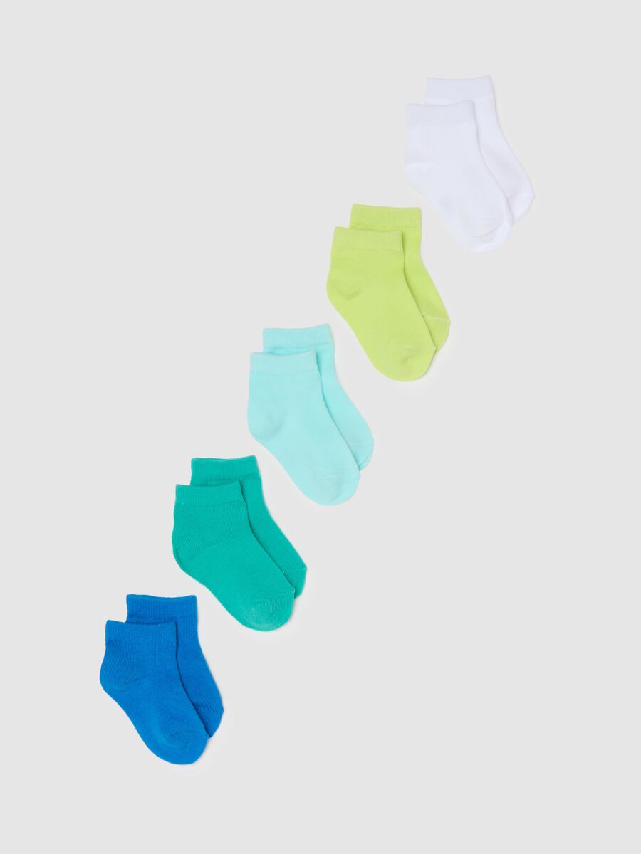 Multipack of comfortable short socks in multicoloured cotton blend for newborns_0