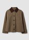 Brown cotton-blend jacket with contrast collar, regular fit_4