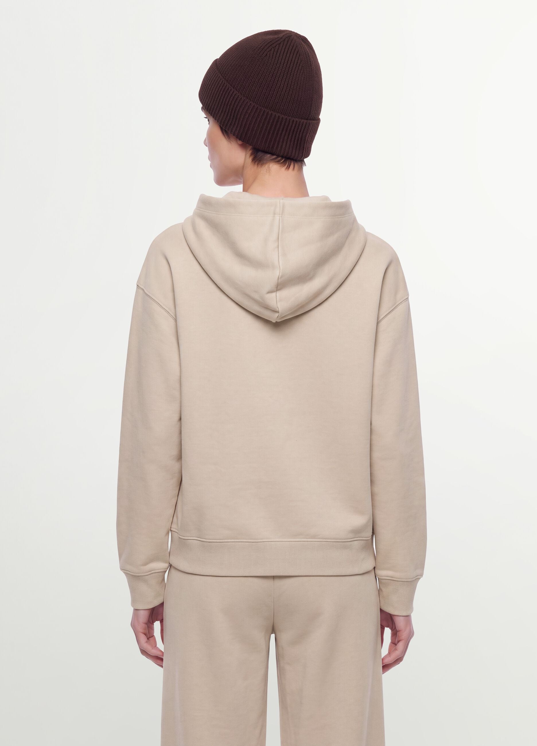 White cotton-blend hoodie with a regular fit