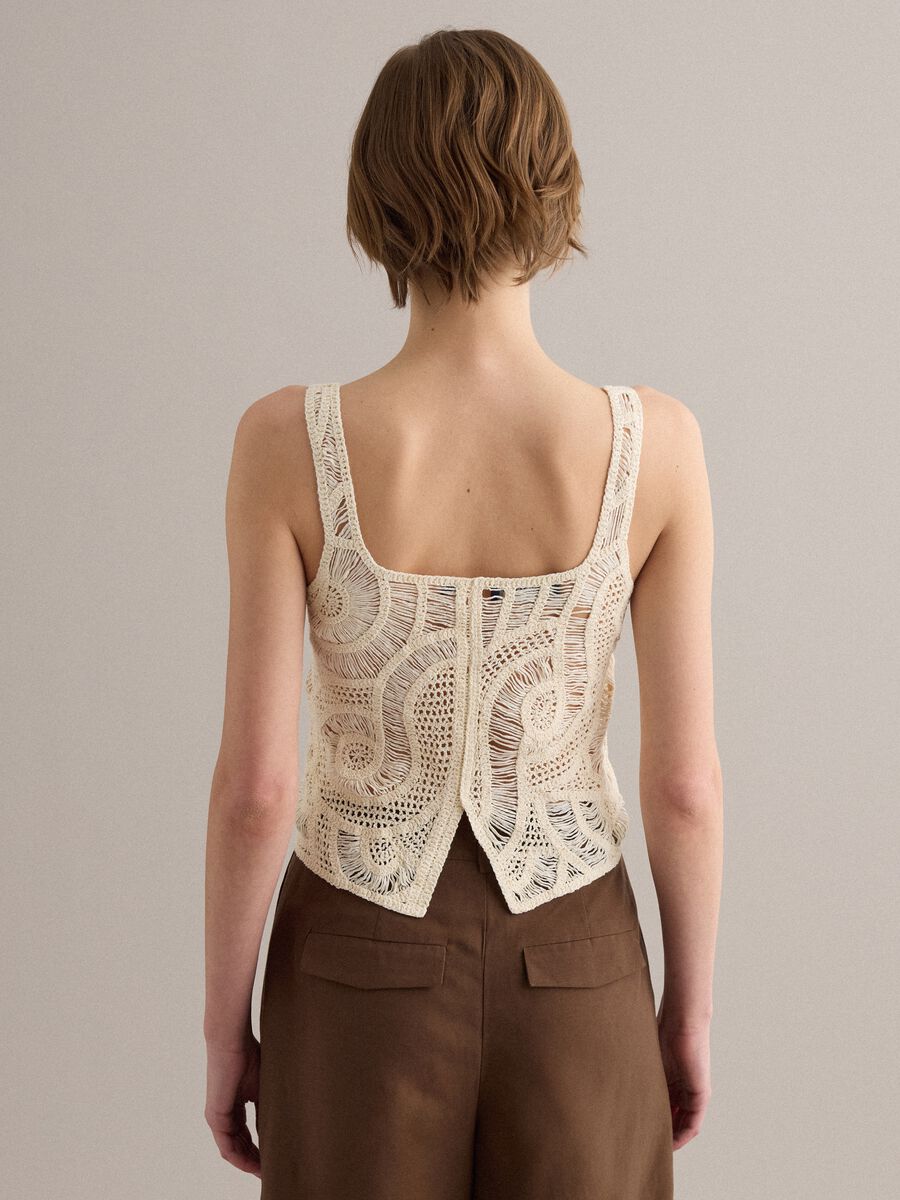 Tank top beige in misto cotone crochet regular fit_2