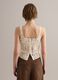 Beige cotton-blend crochet tank top, regular fit_2