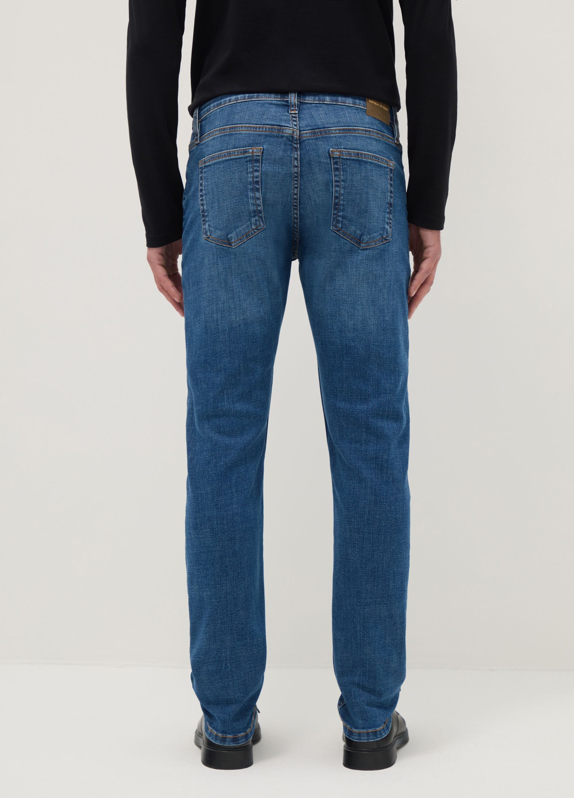 Slim fit stretch cotton blue jeans
