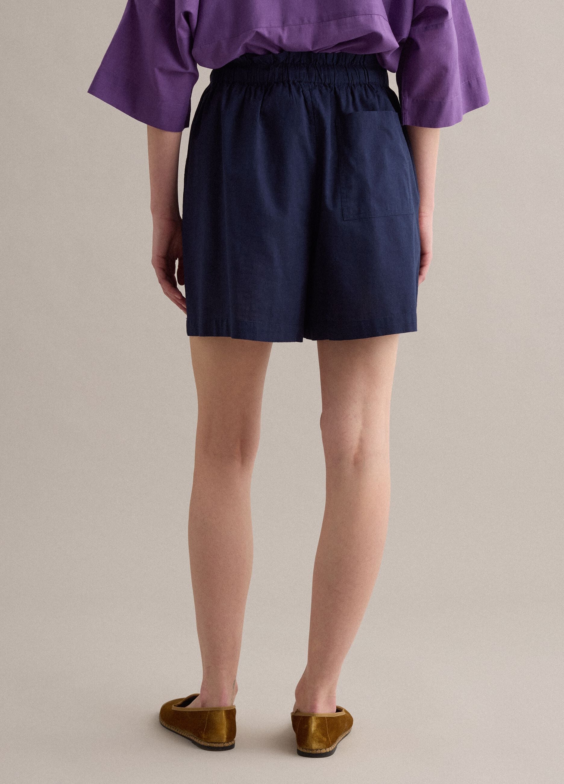 Blue pure cotton regular-fit shorts