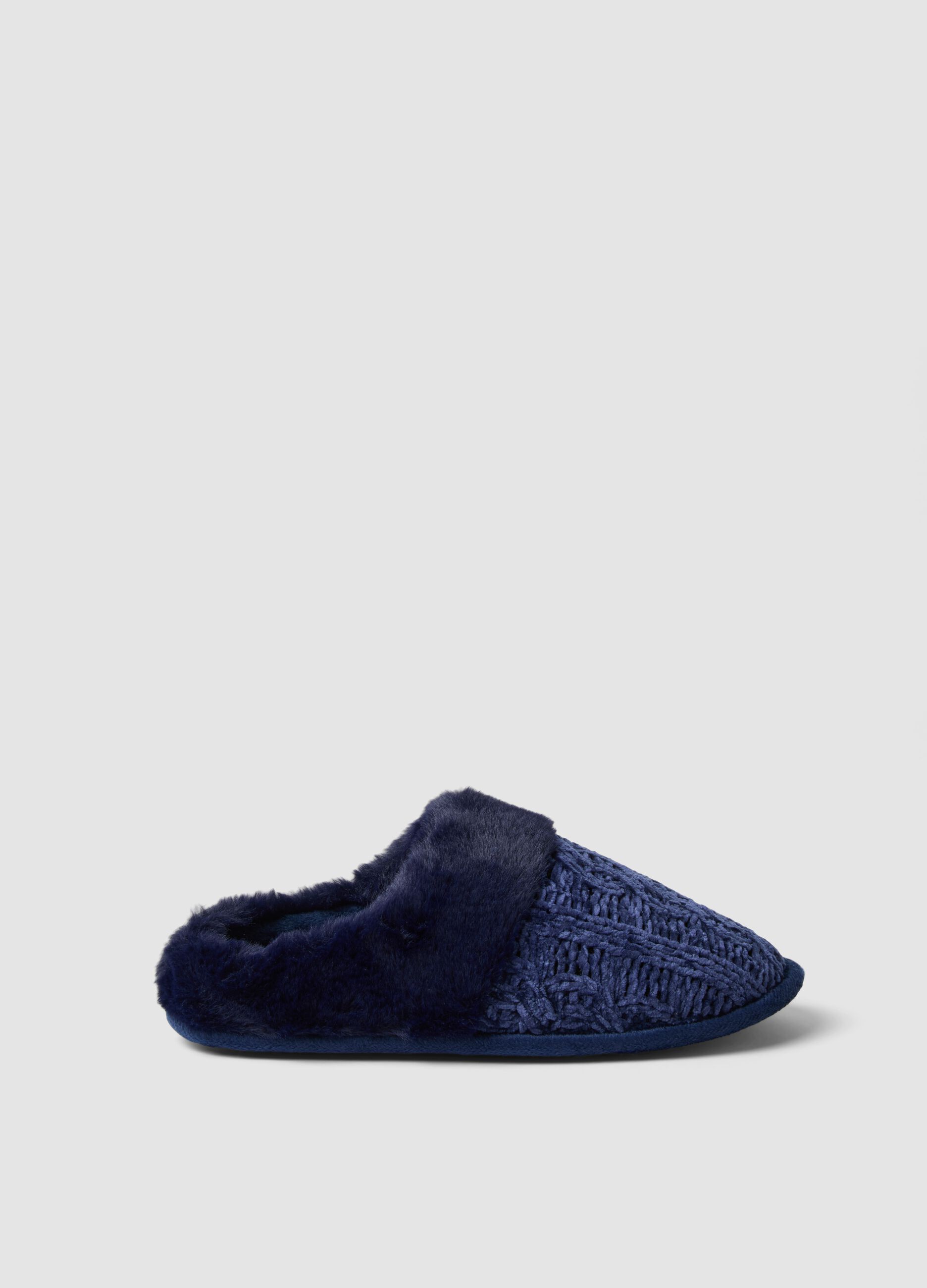 Soft blue slippers for home