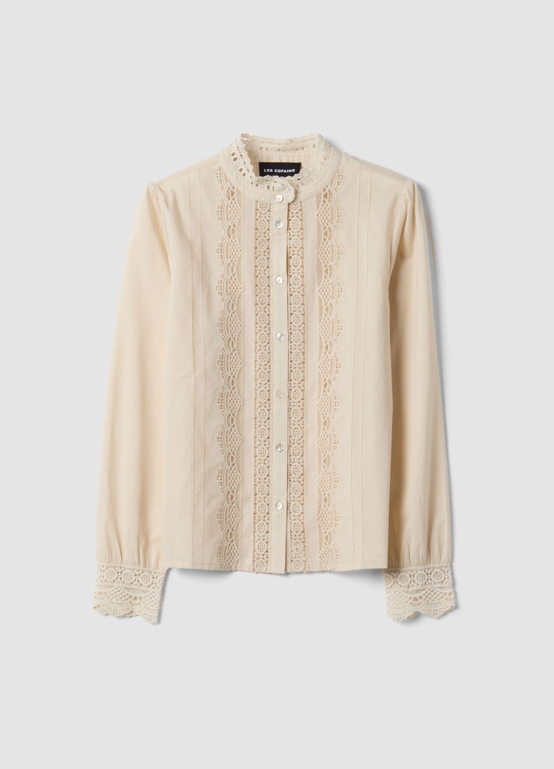 White pure cotton shirt with lace