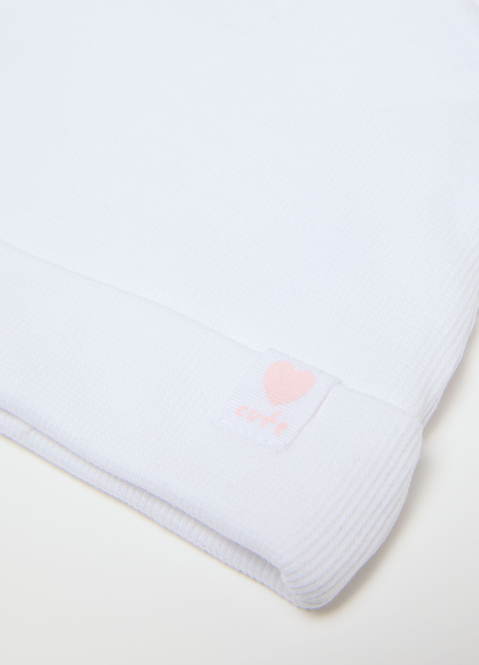 White Stretch Cotton Baby Hat with Ears