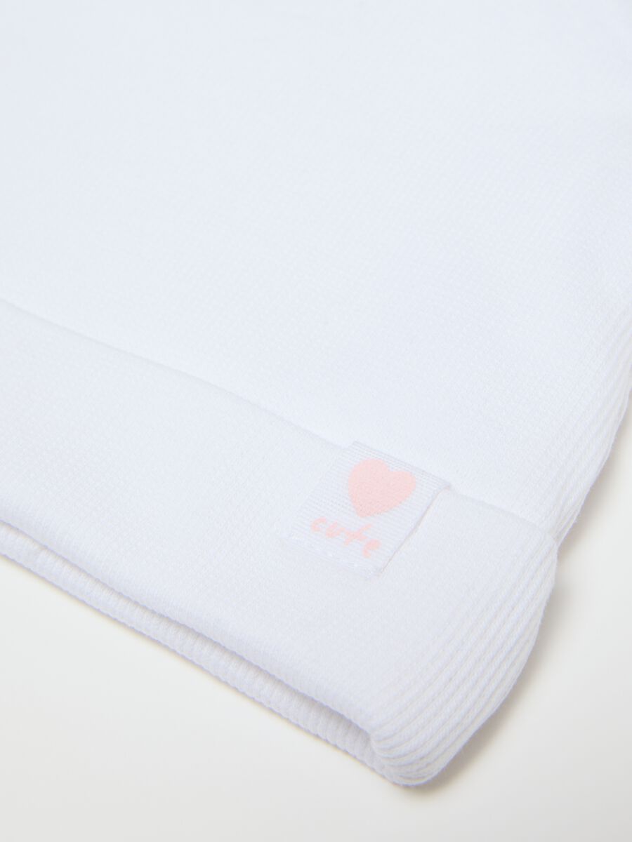 White Stretch Cotton Baby Hat with Ears_1