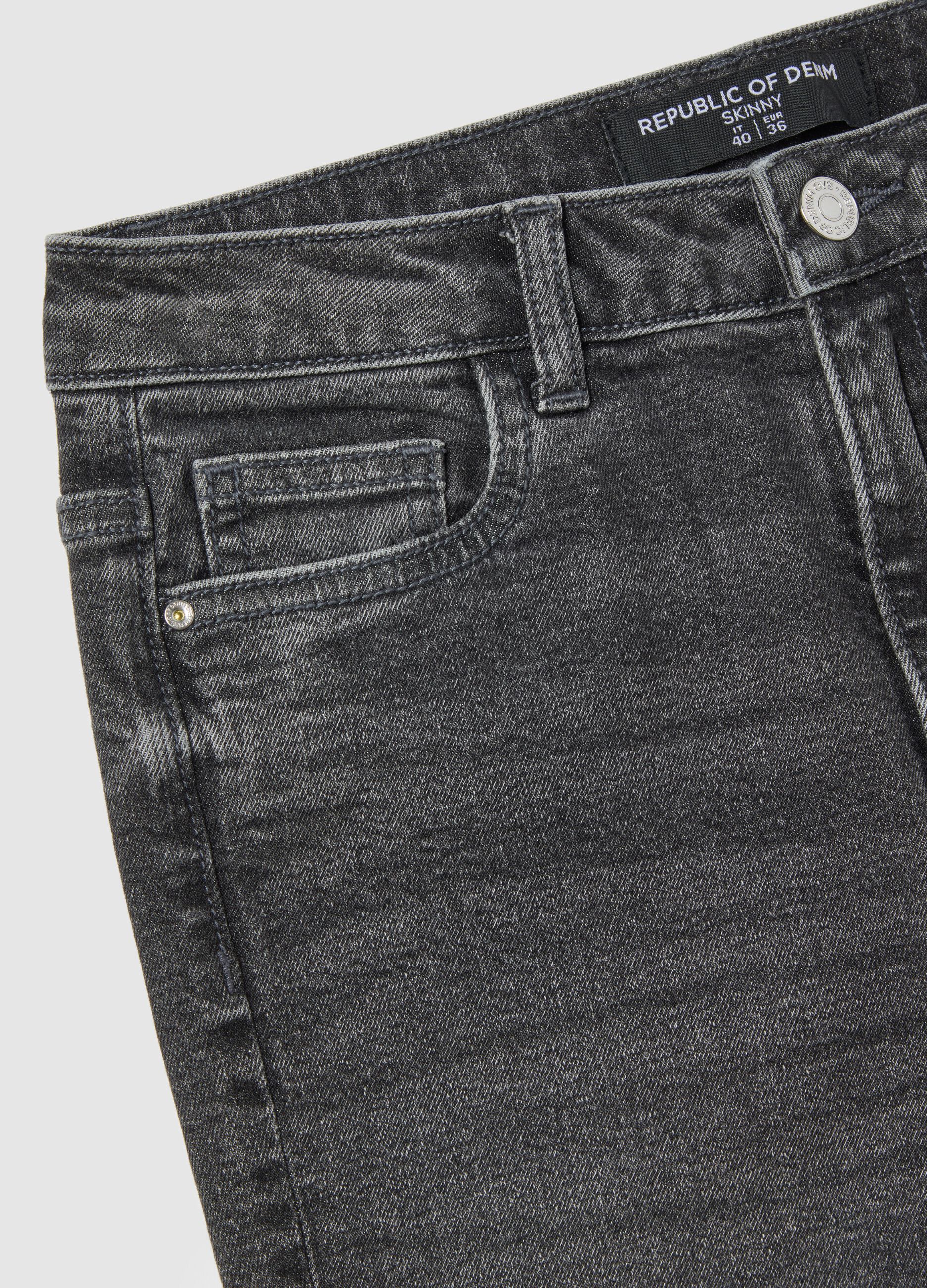 Grey Stretch Cotton Skinny Fit Jeans