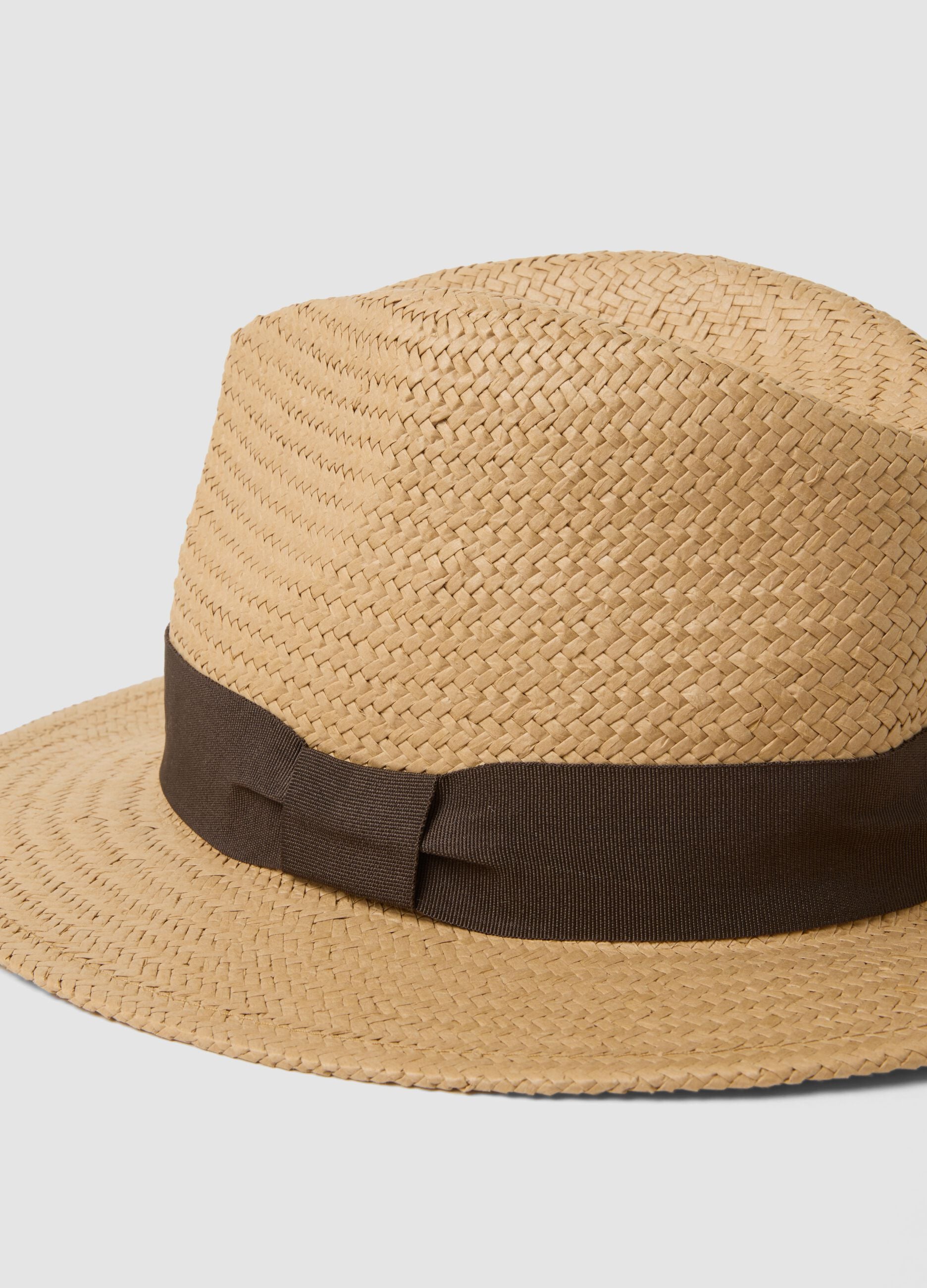 Beige hat in paper-blend fabric