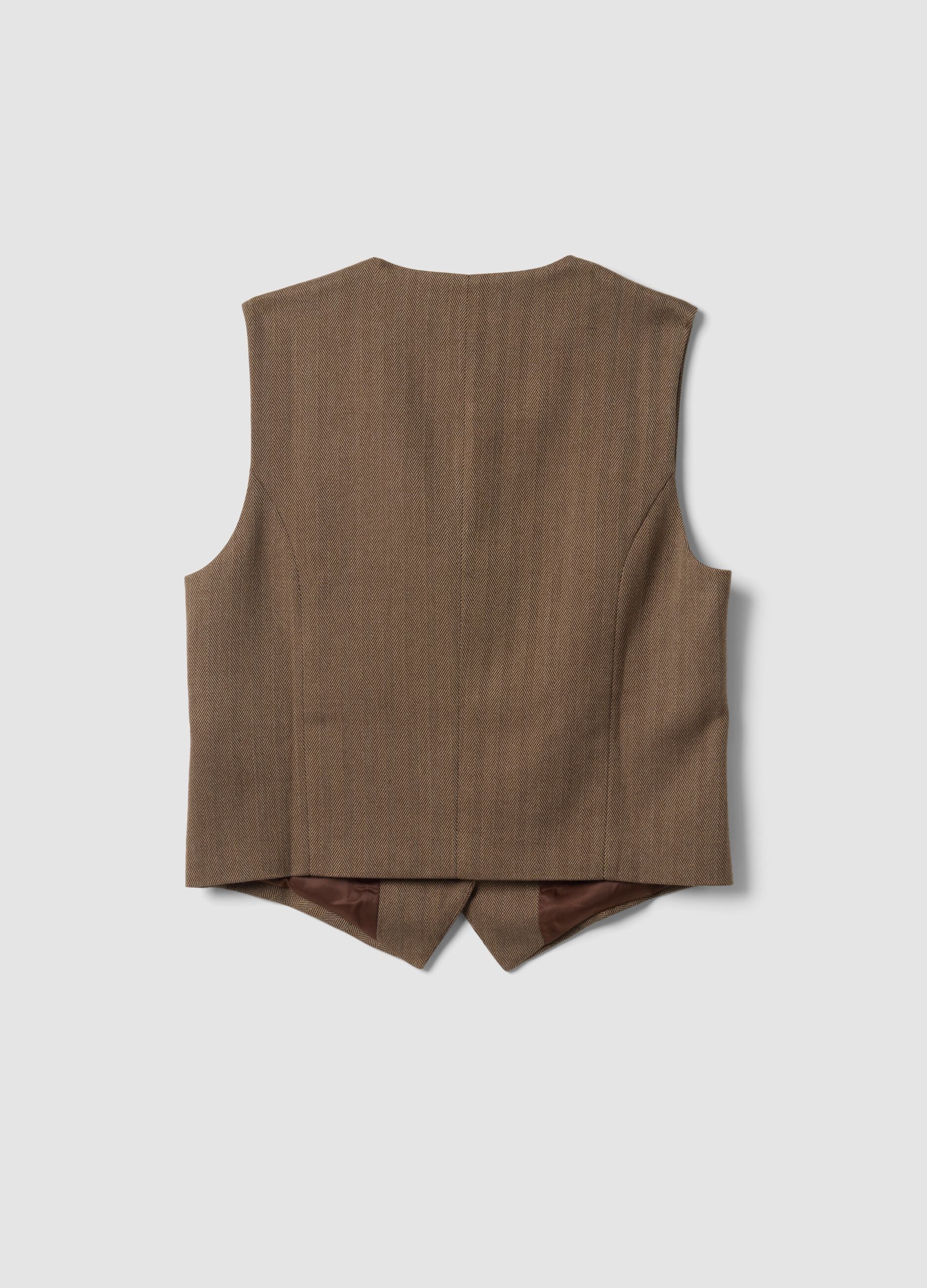 Brown stretch viscose regular-fit waistcoat