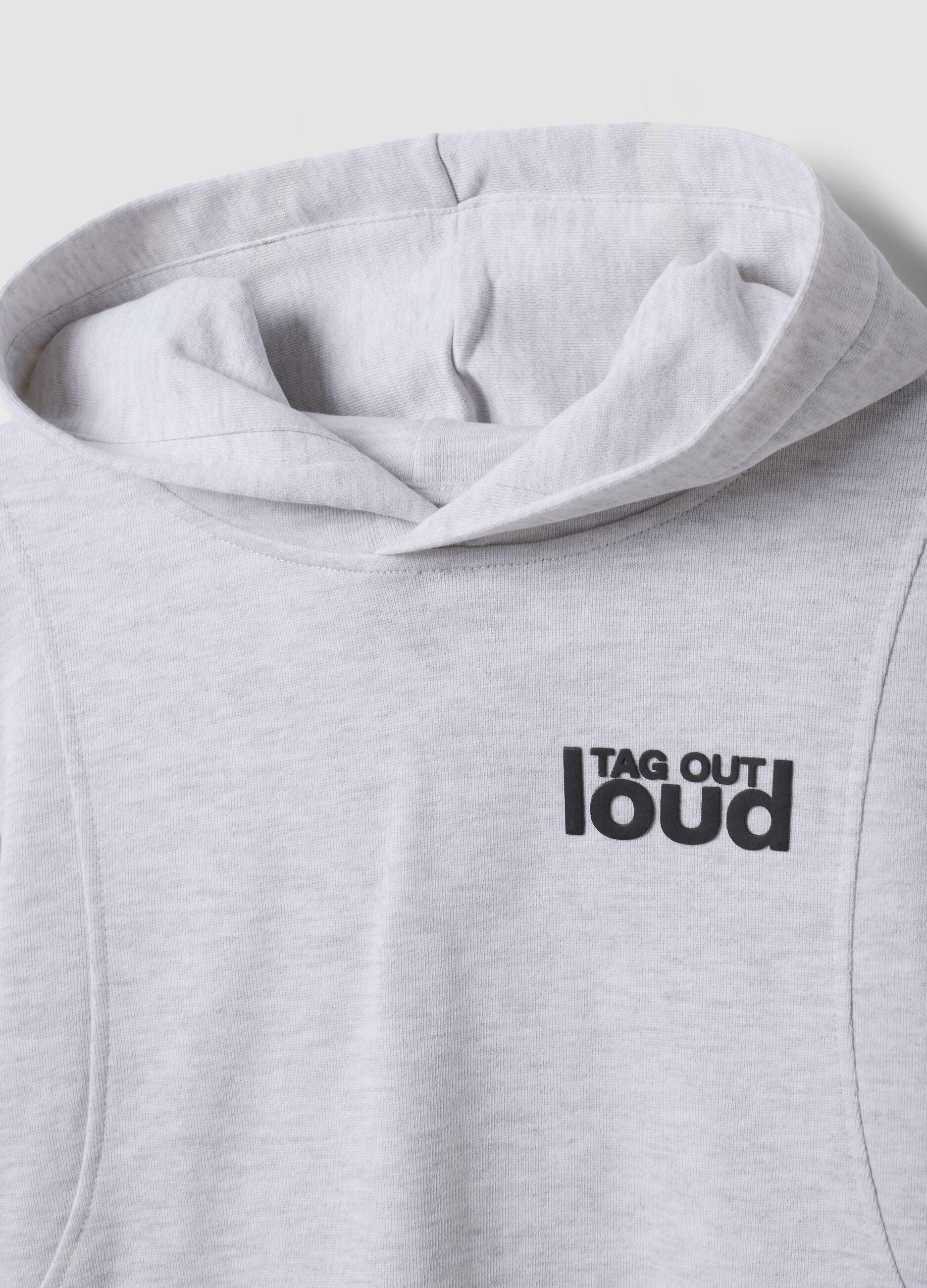 Grey oversized cotton and viscose blend hoodie for boys