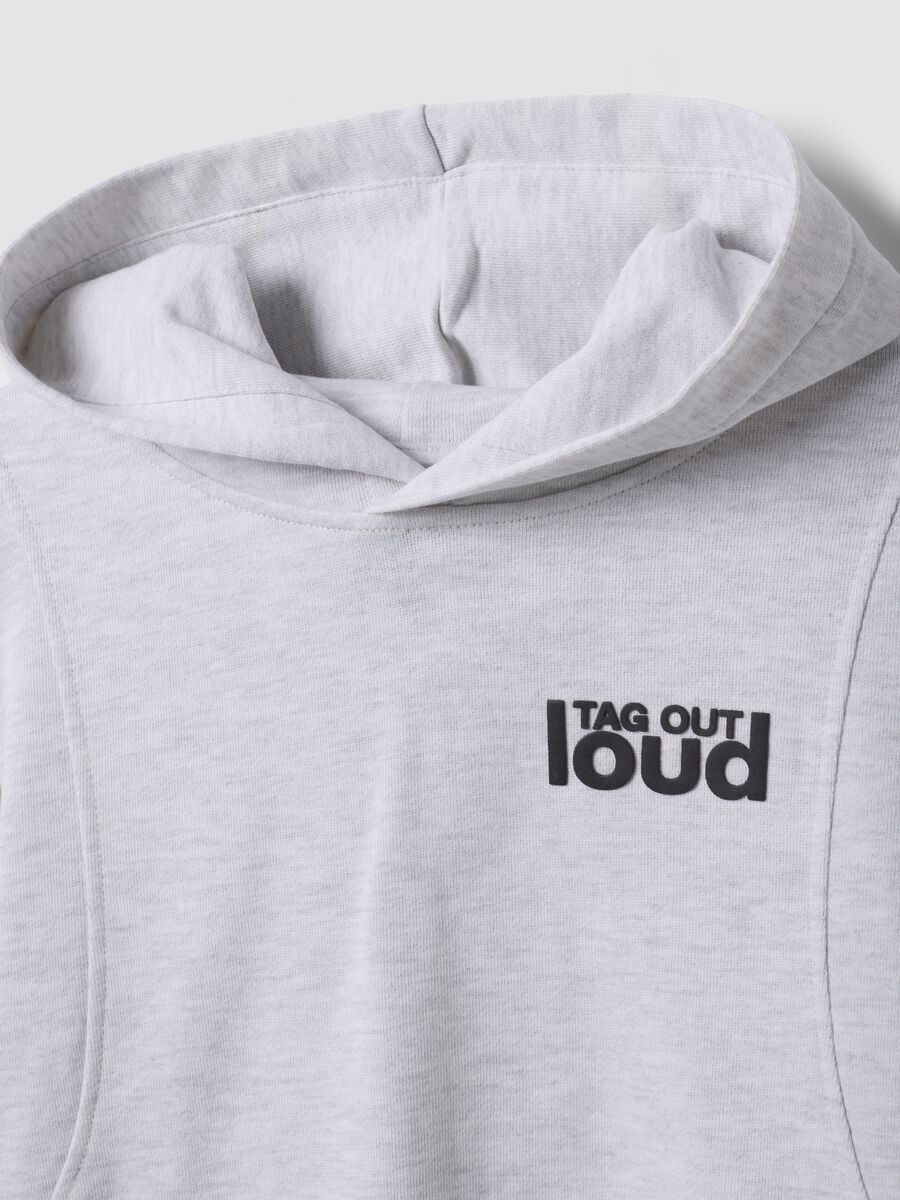 Grey oversized cotton and viscose blend hoodie for boys_4