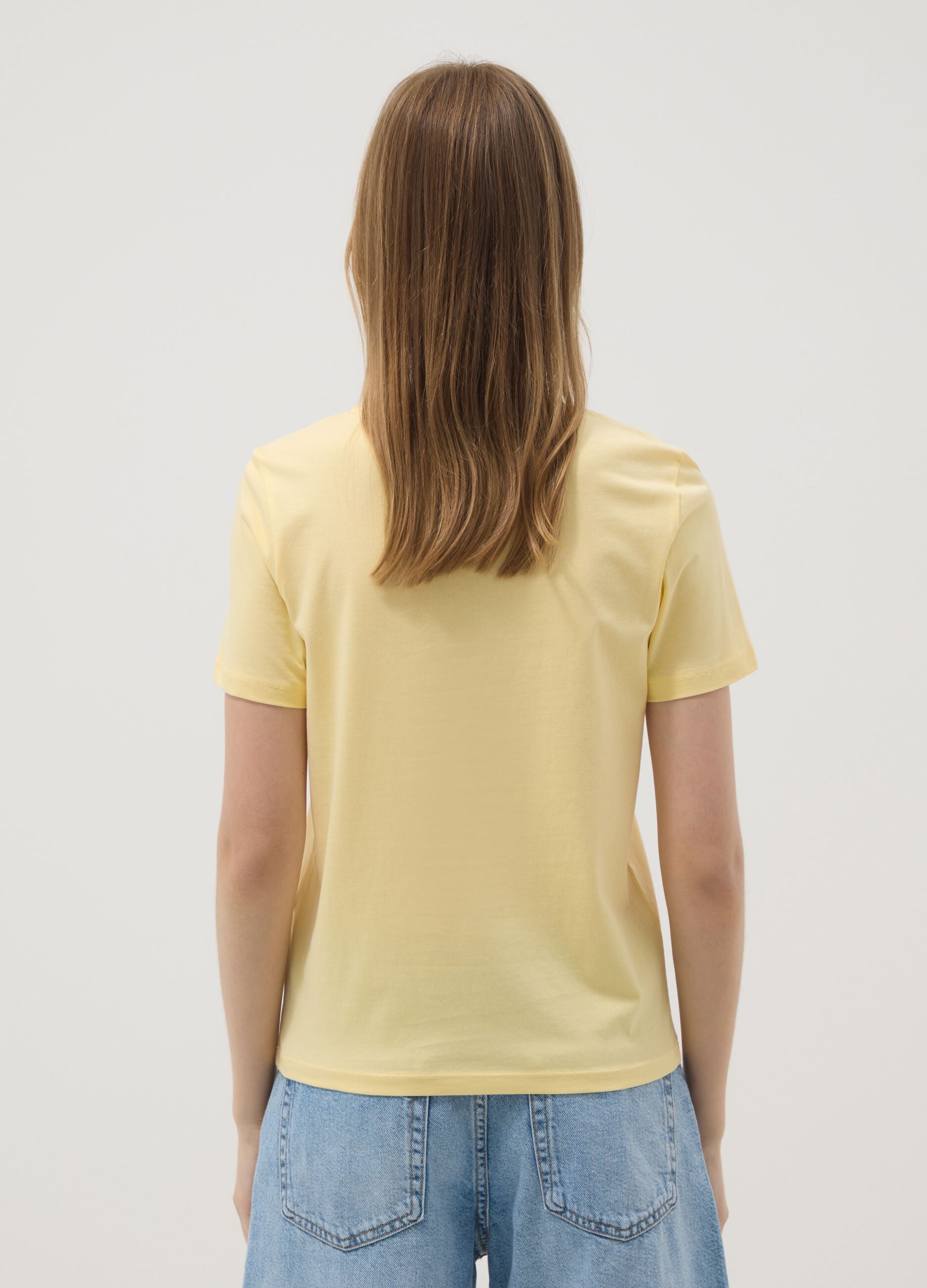 Yellow organic cotton short-sleeve T-shirt