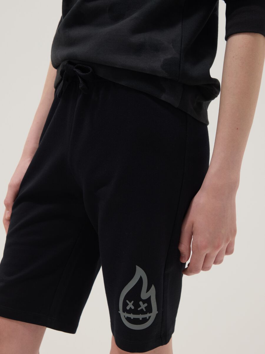 Shorts in puro cotone nero da ragazzo regular fit_2