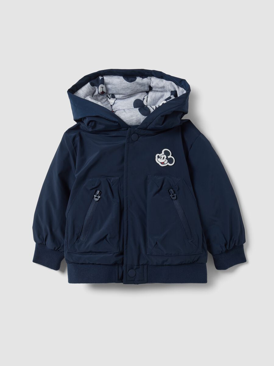 Giacca blu imbottita con cappuccio e stampa Mickey per bimbo_0