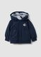 Blue padded hooded jacket with Mickey print for boys_0