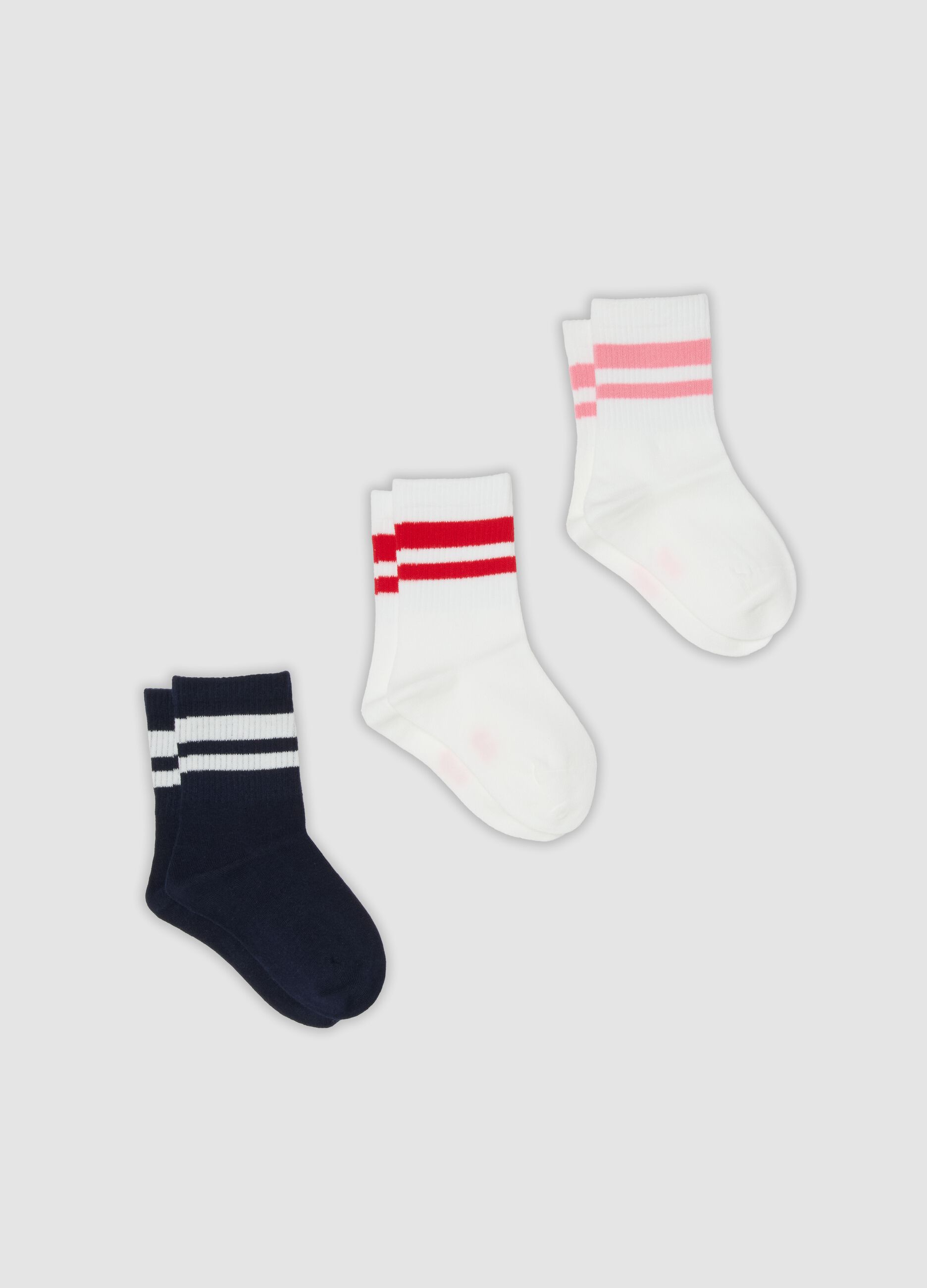 Girls&rsquo; multicolour organic stretch cotton midi socks 3-pack