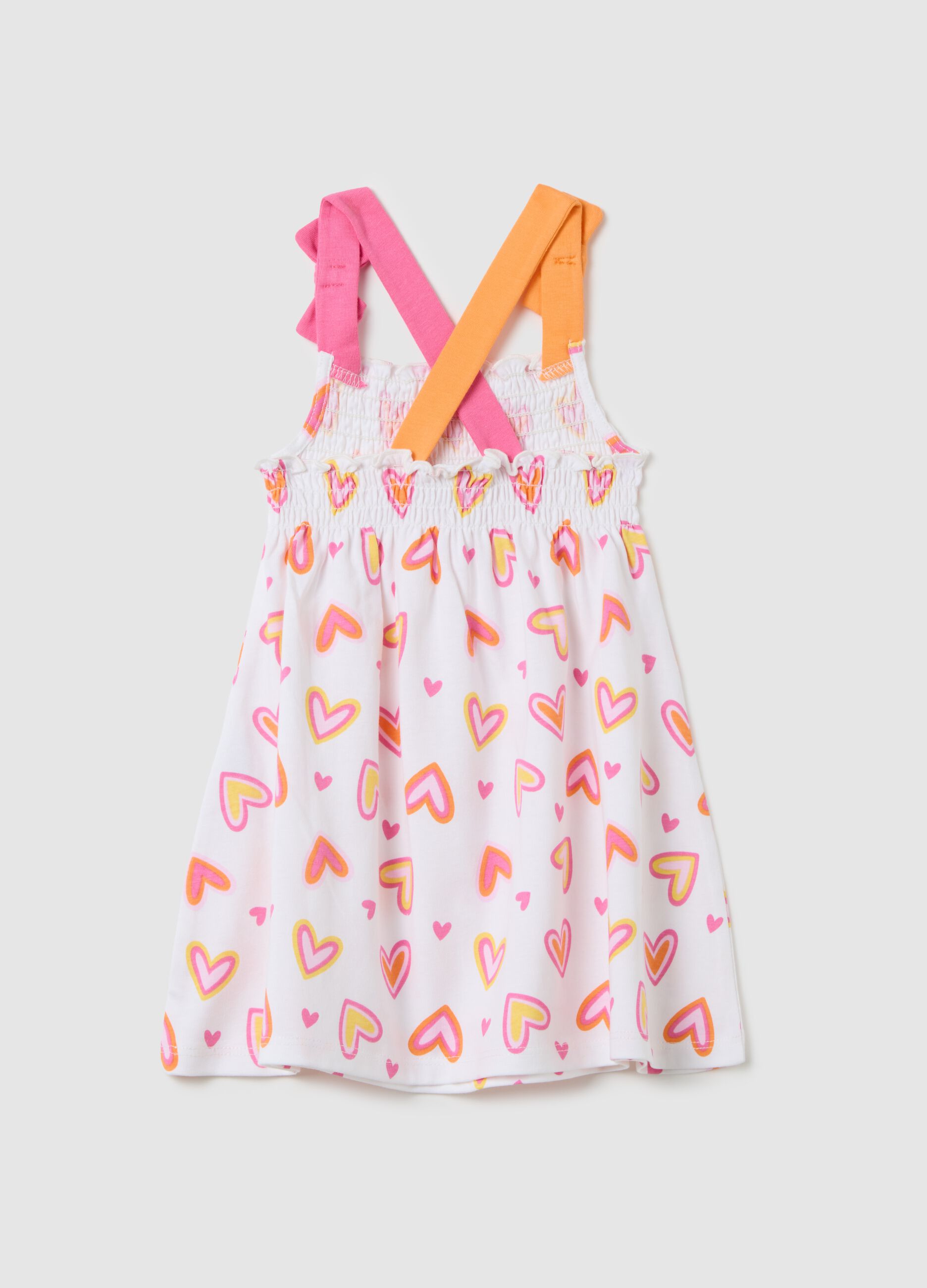 Baby girls&rsquo; multicoloured dress in 100% cotton with wide fit