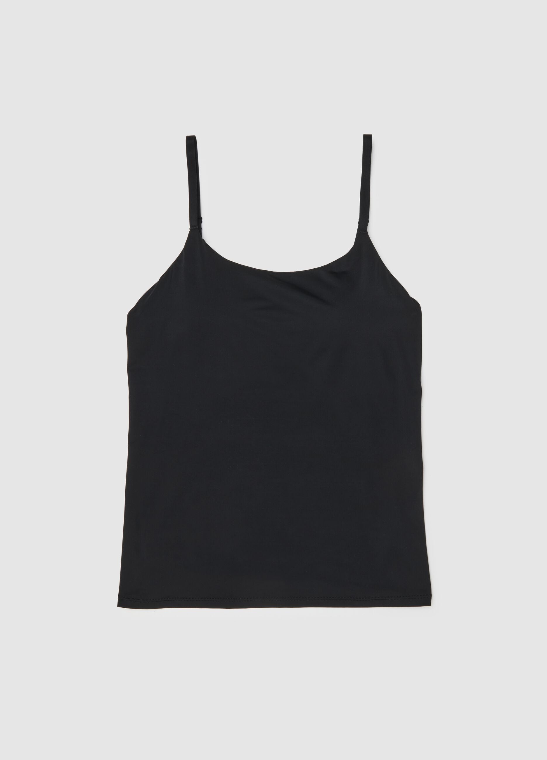 Black vest top with thin straps regular fit