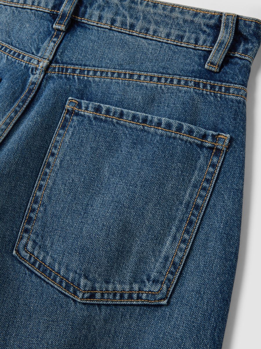 Dark blue pure cotton denim barrel-fit jeans_5